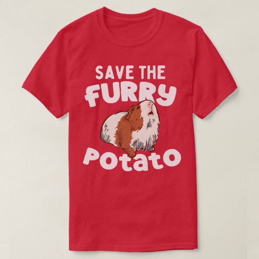 Funny Cute Guinea Pig Save The Furry Potato Premiu Tシャツ (デザイン正面)