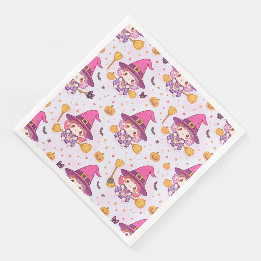 Funny Cute Halloween Pattern with Pumpkins witch  (コーナー)