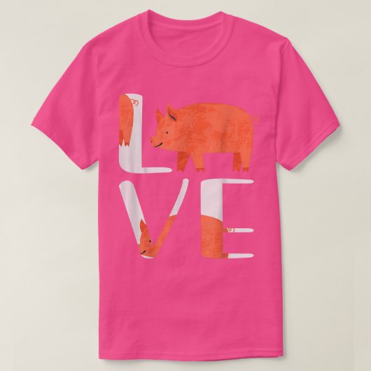 Funny Cute I Love Pig Shirt Farm Tシャツ (デザイン正面)
