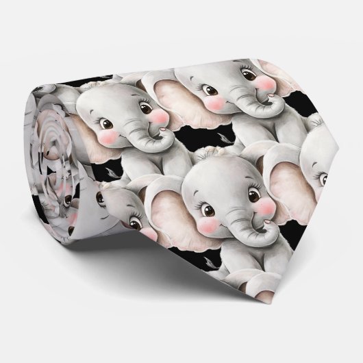 Funny Cute Jumbo Elephant Kawaii Neck Tie ネクタイ (ロール)