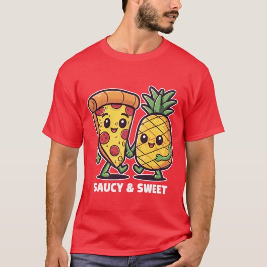 Funny Cute Kawaii Pizza Pineapple Friends Saucy gi Tシャツ (正面)