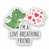 Funny Cute Love Breathing Dragon Friend シール (正面)