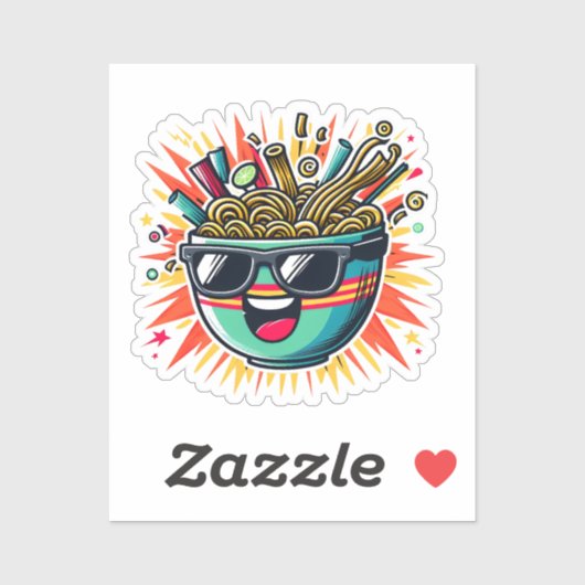 Funny Cute Noodle Cartoon Ramen Bowl シール (シート)