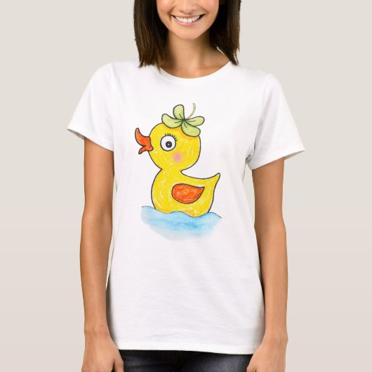 Funny Cute Odd Duck with Clover Hat Graphic  Tシャツ (正面)