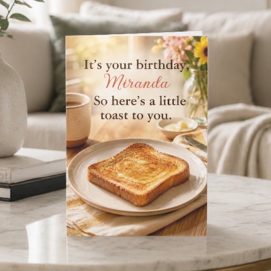 Funny Cute Personalized Birthday Card With Toast カード
