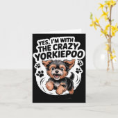 Funny Cute Pet Mix Dog Pup Yes I'm With The Crazy  カード (黄色い花)