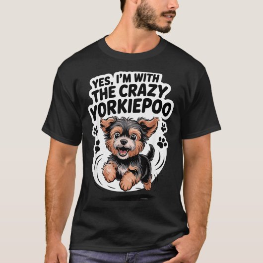 Funny Cute Pet Mix Dog Pup Yes I'm With The Crazy  Tシャツ (正面)