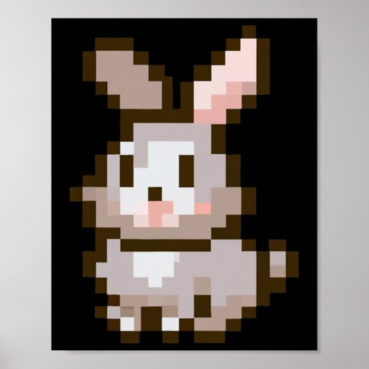 Funny Cute Pixelated Easter Video Game Easter Bunn ポスター (正面)