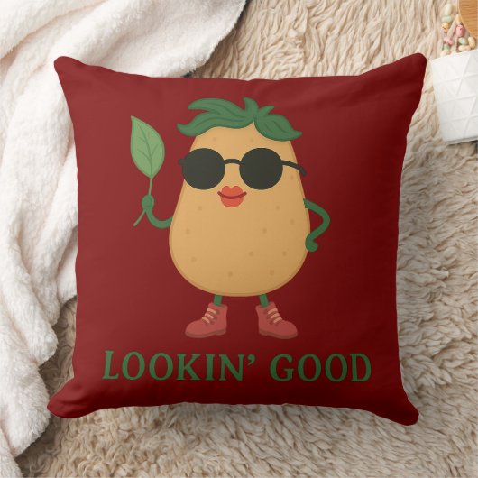 Funny Cute Potato Throw Pillow クッション (ブランケット)