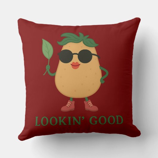 Funny Cute Potato Throw Pillow クッション (裏面)