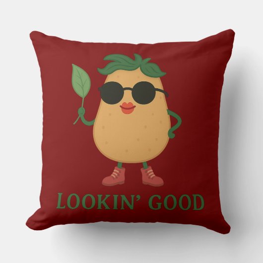 Funny Cute Potato Throw Pillow クッション (正面)