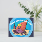 Funny cute purple cartoon hermit crab ポストカード (スタンド正面)