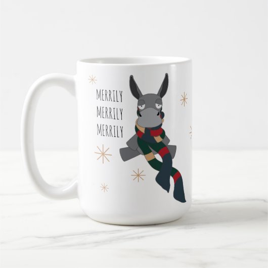Funny Cute Sarcastically Merry Winter Donkey  コーヒーマグカップ (左)