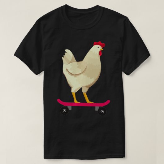 Funny Cute Skateboarding Chicken Animal Gift  Tシャツ (デザイン正面)