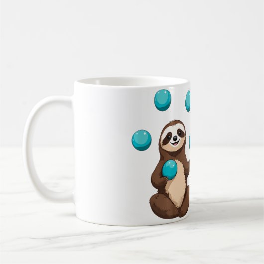 Funny Cute Sloth Juggling Circus Balls Juggling 	  コーヒーマグカップ (左)