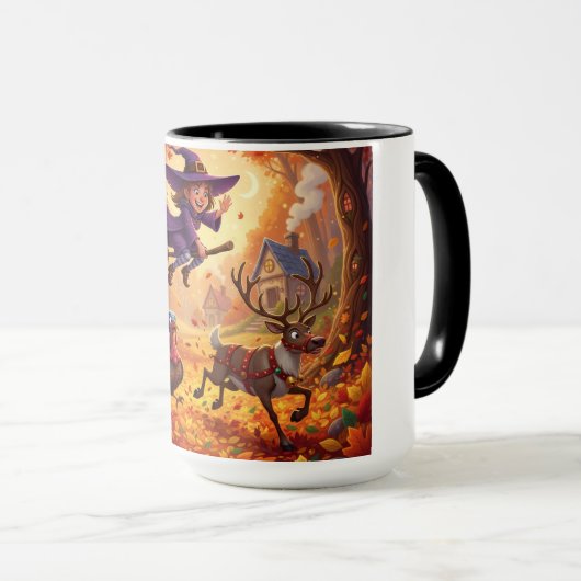 Funny Cute Whimsical Halloween Thanksgiving Mug マグカップ (正面右)