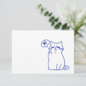 Funny Cute White Cat Doodle Character サンキューカード (スタンド正面)