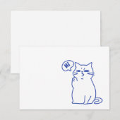 Funny Cute White Cat Doodle Character サンキューカード (正面/裏面)