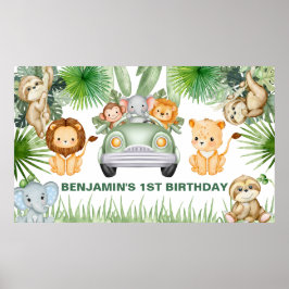 funny Cute Wild Jungle Safari Animals Birthday  ポスター
