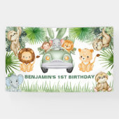 funny Cute Wild Jungle Safari Animals Birthday 横断幕 (横)