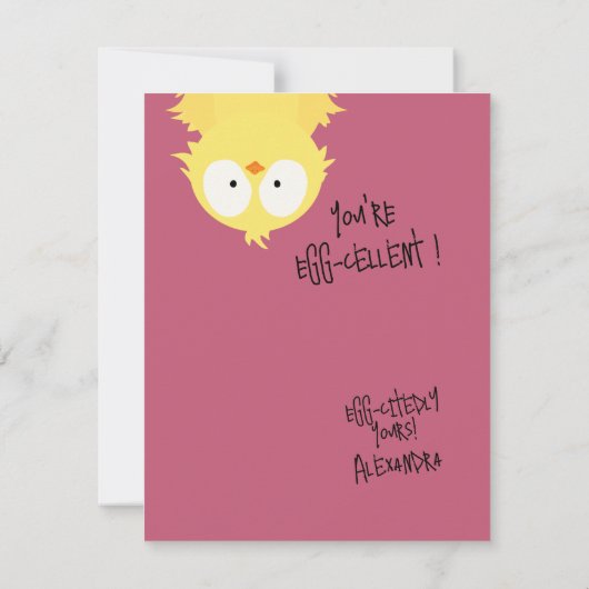 Funny Cute “You’re Egg-cellent” Chicken Pun  ノートカード (裏面)