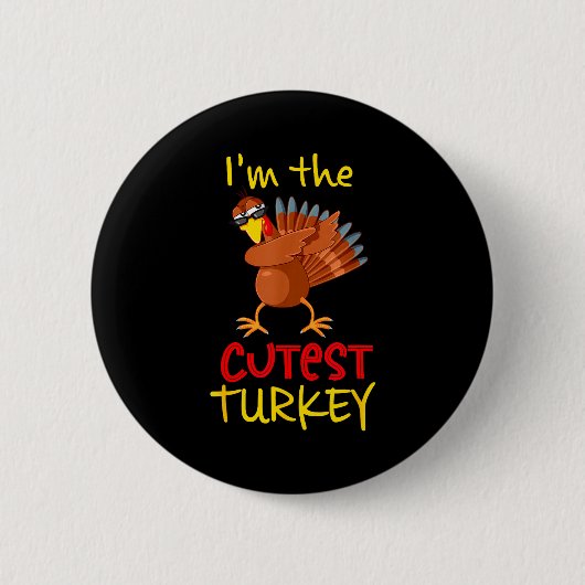 Funny Cutest Turkey Matching Family Group Thanksgi 缶バッジ (正面)