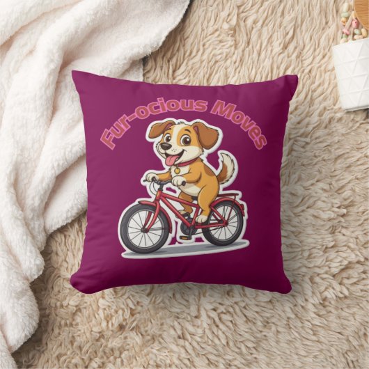 **Funny Cycling Dog – Cute Dog Riding a Bicycle Il クッション (ブランケット)