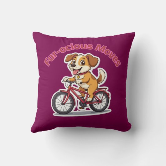 **Funny Cycling Dog – Cute Dog Riding a Bicycle Il クッション (裏面)