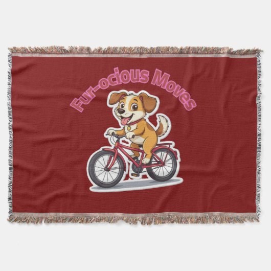 **Funny Cycling Dog – Cute Dog Riding a Bicycle Il スローブランケット (正面)
