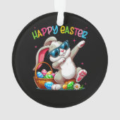 Funny Dabbing Bunny Easter Happy Easter オーナメント (裏面)