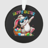 Funny Dabbing Bunny Easter Happy Easter オーナメント (正面)