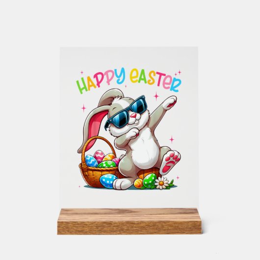 Funny Dabbing Bunny Easter Happy Easter for Boys G アクリルサイン (正面)