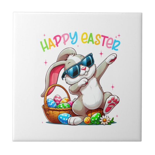 Funny Dabbing Bunny Easter Happy Easter for Boys G タイル (正面)