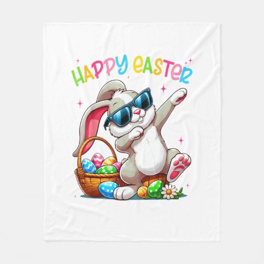 Funny Dabbing Bunny Easter Happy Easter for Boys G フリースブランケット (正面)