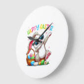 Funny Dabbing Bunny Easter Happy Easter for Boys G ラージ壁時計 (傾斜)
