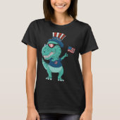 Funny Dabbing Dinosaur 4th July Amerisaurus T Rex  Tシャツ (正面)