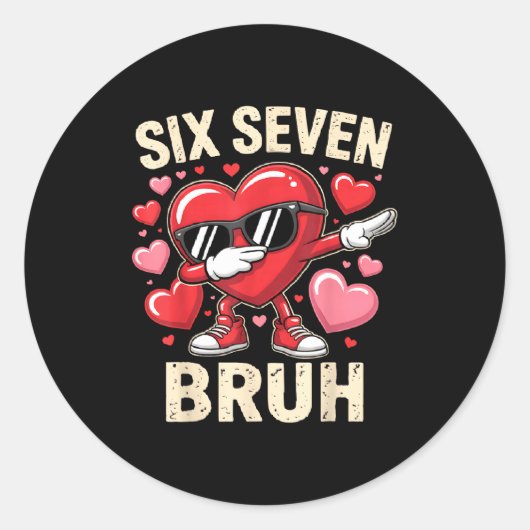 Funny Dabbing Heart 67 Bruh Six Seven Meme Valenti ラウンドシール (正面)