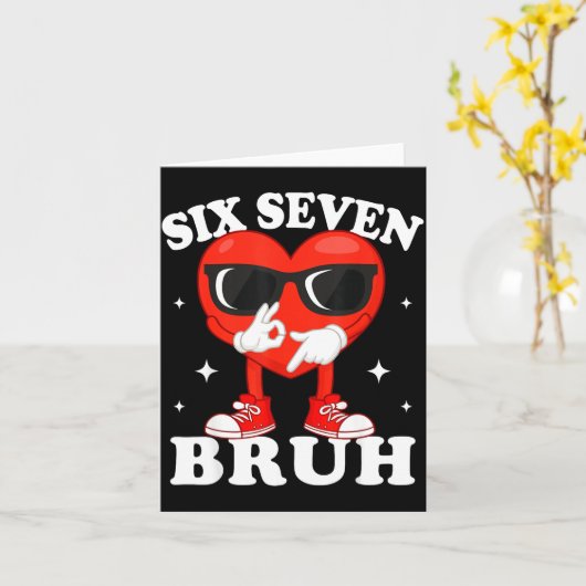 Funny Dabbing Heart Bruh 67 Meme Valentine's Day  カード (黄色い花)