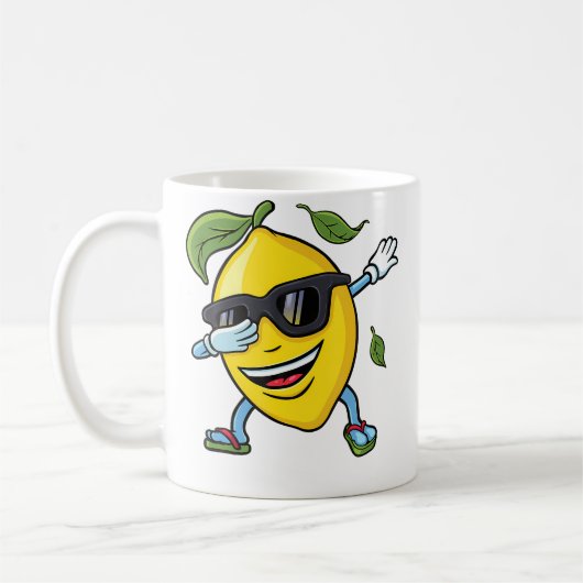 Funny Dabbing Lemon Summer Camp Vacation Beach Men コーヒーマグカップ (左)