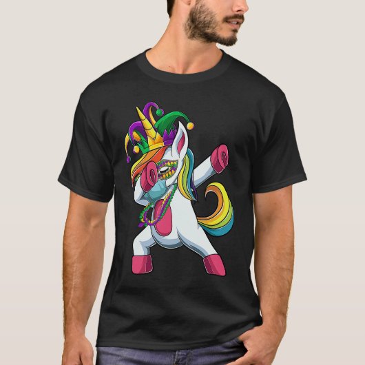 Funny Dabbing Mardi Gras Unicorn Quarantine Women Tシャツ (正面)