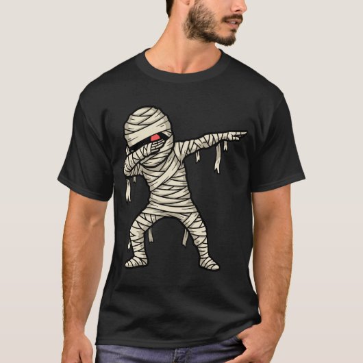 Funny Dabbing Mummy Streetwear Halloween Tee Scary Tシャツ (正面)