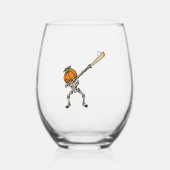 Funny Dabbing Pumpkin Head Baseball Gift Idea ステムなしワイングラス (正面)