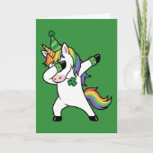Funny Dabbing Rainbow Unicorn St Patricks Day カード (正面)
