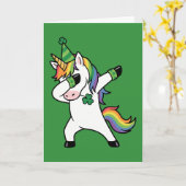 Funny Dabbing Rainbow Unicorn St Patricks Day カード (黄色い花)