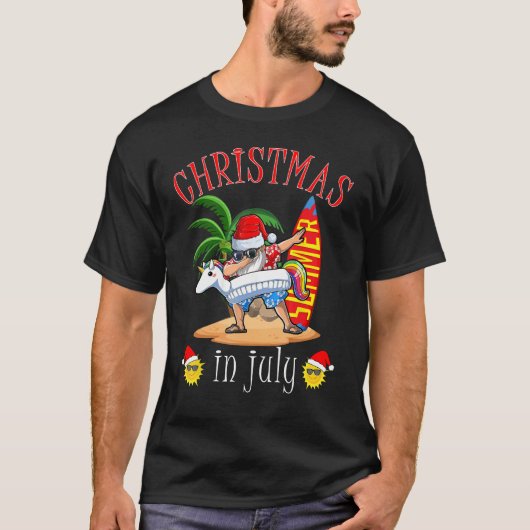 Funny Dabbing Santa Christmas in July Santa Hawaii Tシャツ (正面)