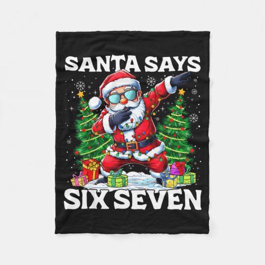 Funny Dabbing Santa Says Six Seven 67 Meme Christm フリースブランケット (正面)