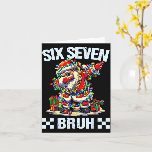 Funny Dabbing Santa Six Seven Bruh Christmas 67 Me カード (黄色い花)