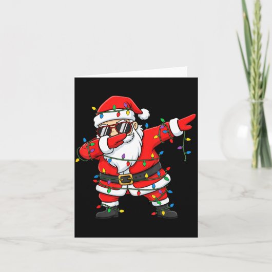 Funny Dabbing Santa Xmas Lights Men Boys Girls Chr カード (正面)