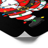 Funny Dabbing Santa Xmas Lights Men Boys Girls Chr ポスター (角)