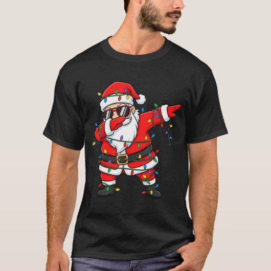 Funny Dabbing Santa Xmas Lights Men Boys Girls Chr Tシャツ (正面)